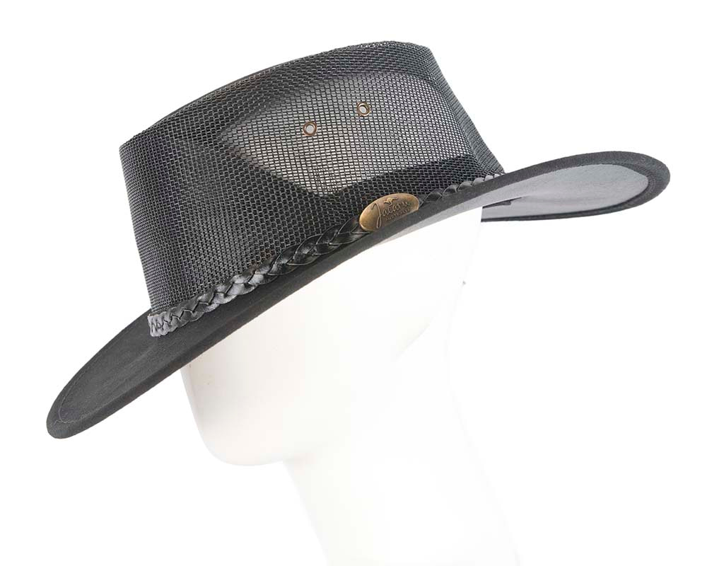 Black Australian Suede Leather Cooler Jacaru Hat - Hats From OZ