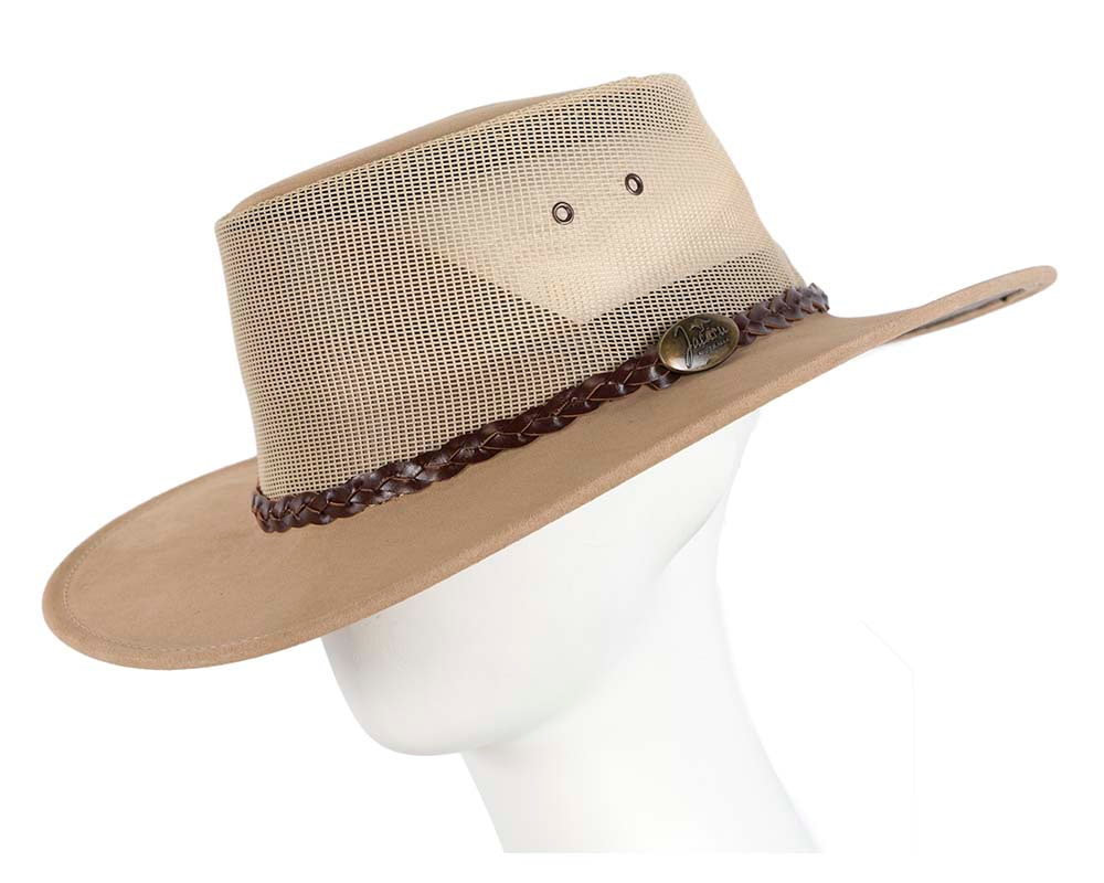 Beige Sand Australian Suede Leather Cooler Jacaru Hat - Hats From OZ