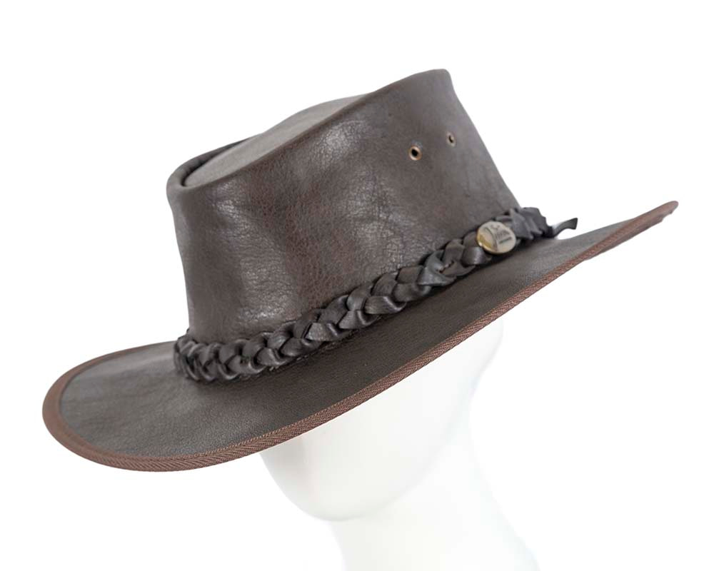 Brown Australian Buffalo Leather Bush Outback Jacaru Hat - Hats From OZ