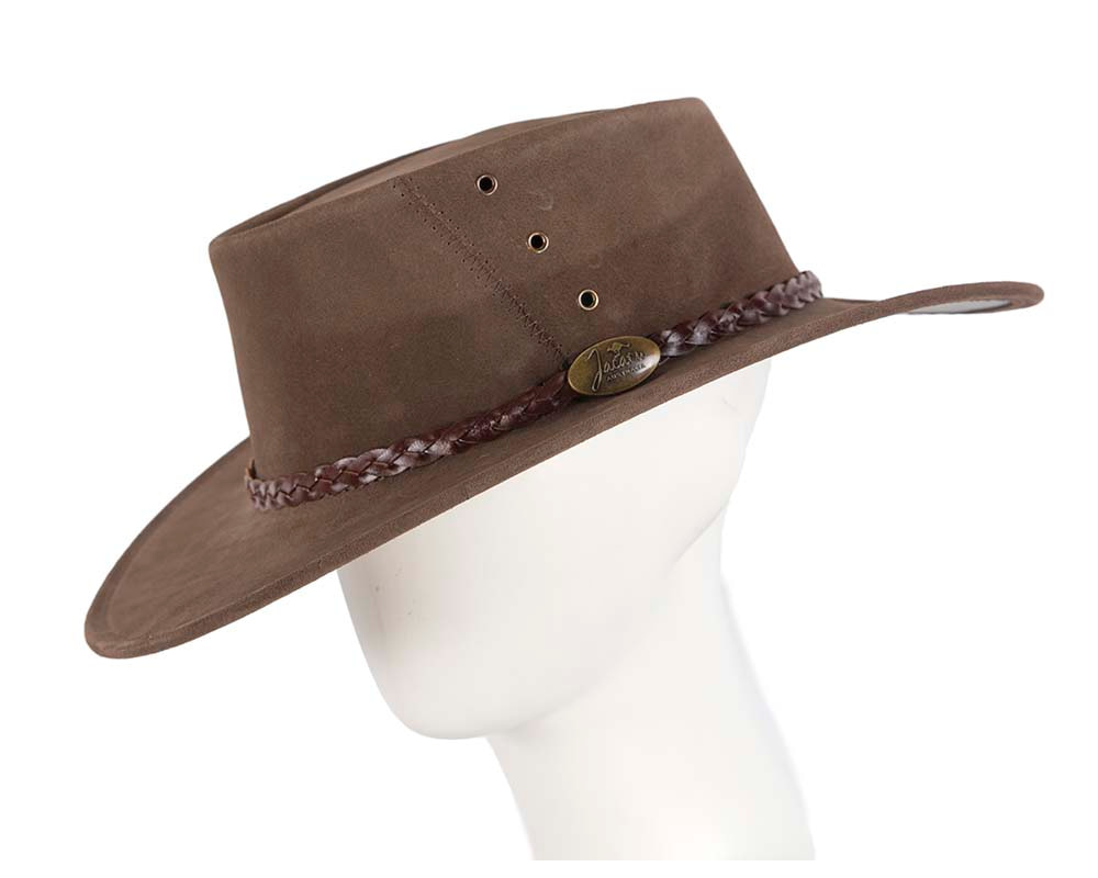 Brown Australian Leather Bush Outback Jacaru Hat - Hats From OZ