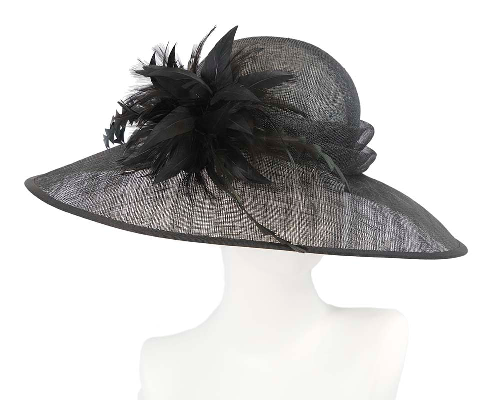 Large black racing hat by Cupids Millinery Melbourne - Hats From OZ