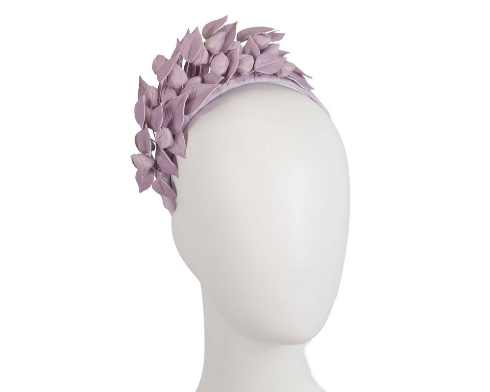 Lilac sculptured leather flower headband fascinator by Max Alexander - Hats From OZ