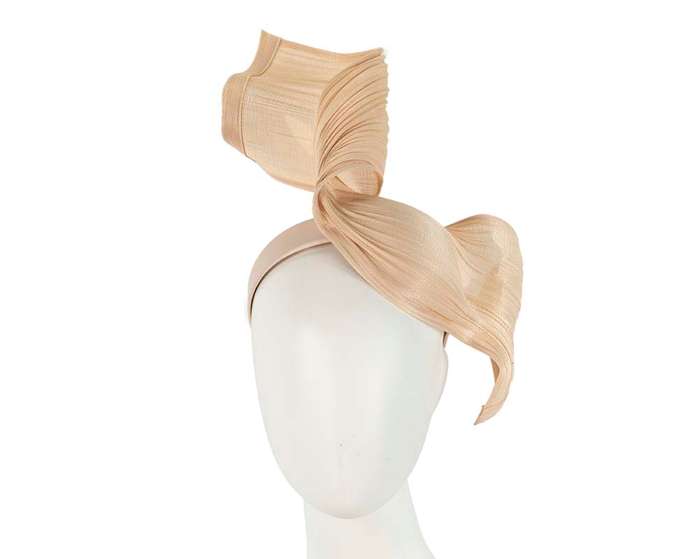 Large nude bespoke Jinsin racing fascinator by Fillies Collection - Hats From OZ