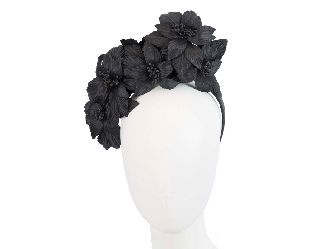 Black sculptured flower headband fascinator by Fillies Collection - Hats From OZ