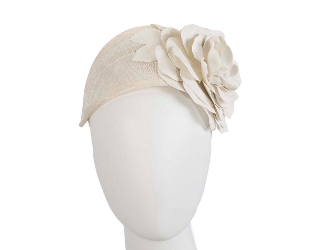 Wide cream leather rose headband fascinator by Max Alexander - Hats From OZ