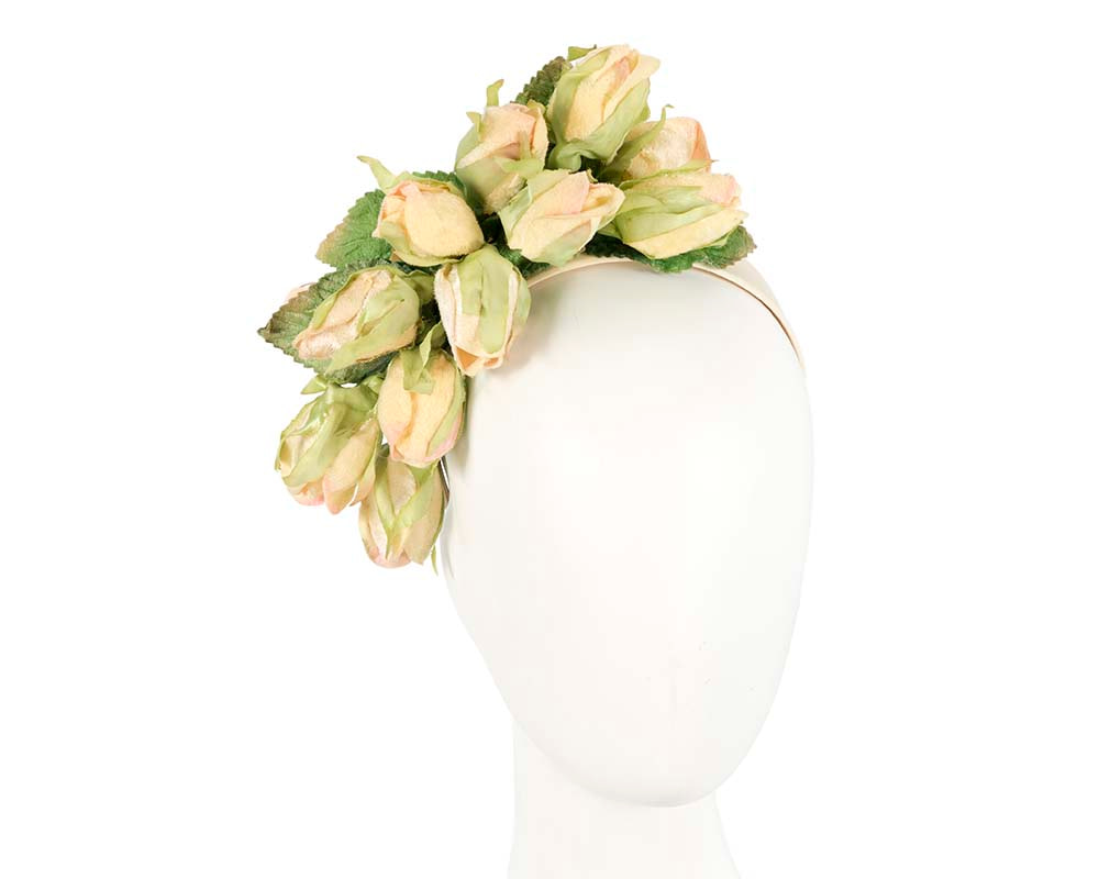 Light yellow rose flower headband fascinator by Max Alexander - Hats From OZ