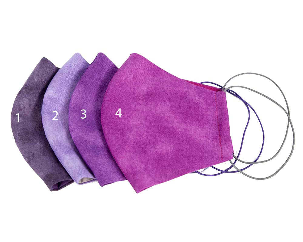 Comfortable re-usable cotton face mask with shades of purple - Hats From OZ