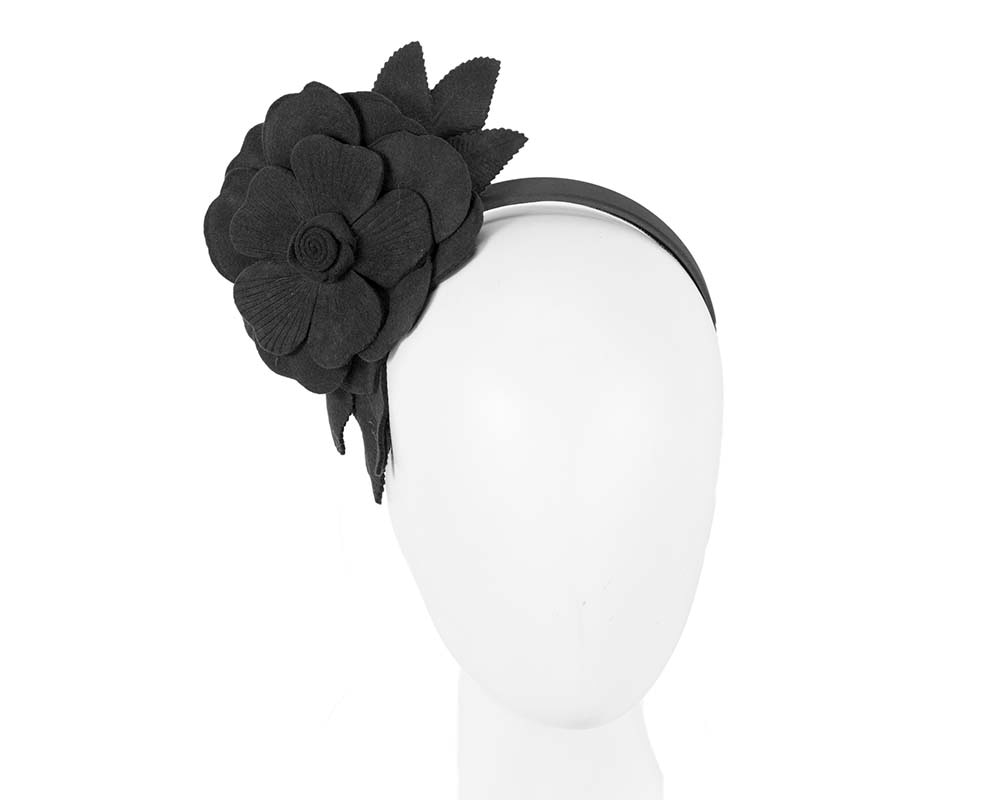 Black felt flower fascinator by Max Alexander - Hats From OZ