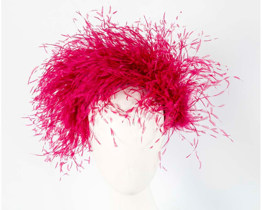 Bespoke fuchsia headband with оstriсh feathers by Cupids Millinery - Hats From OZ