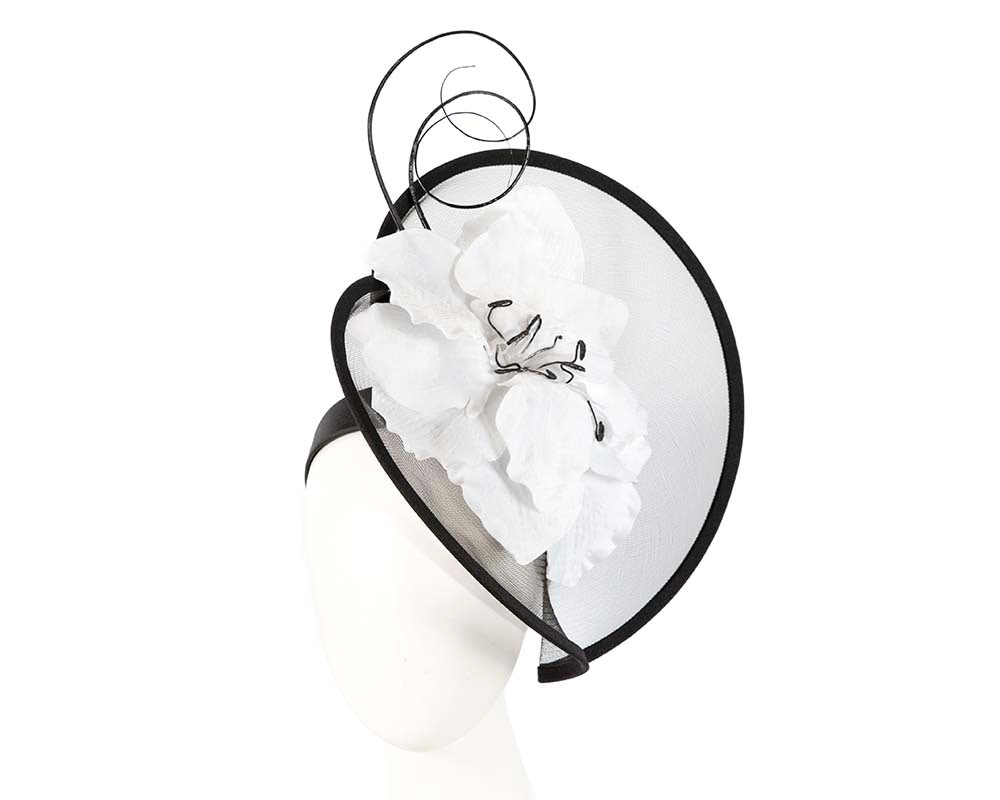 Large black & white flower heart fascinator - Hats From OZ