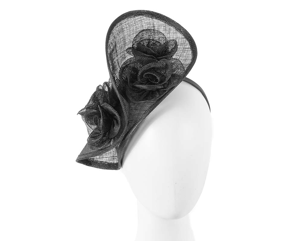 Tall black sinamay fascinator by Max Alexander MA841 - Hats From OZ