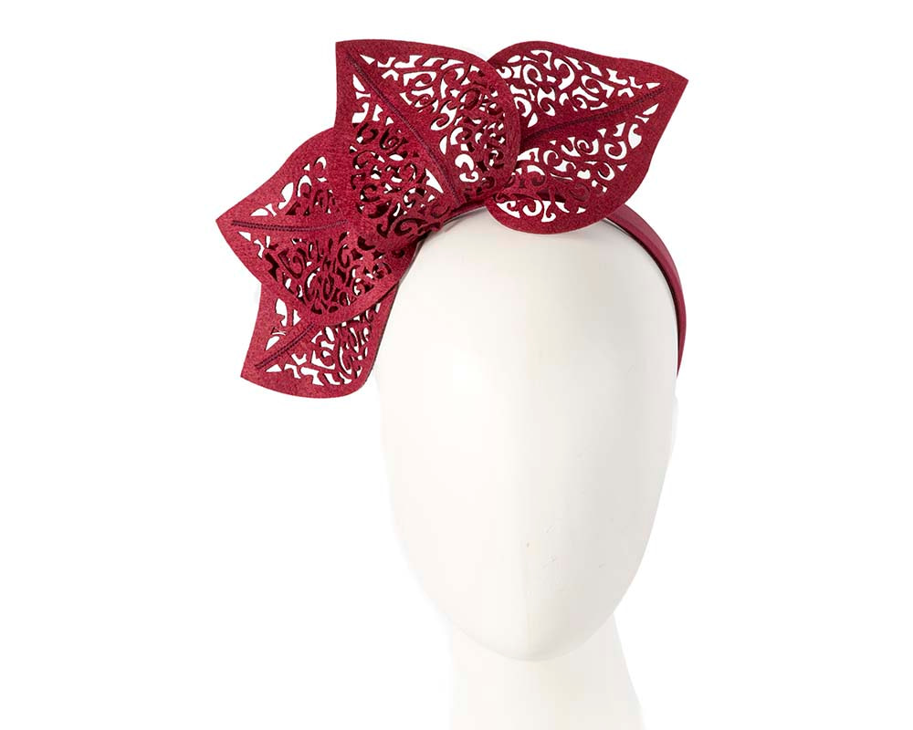 Modern burgundy wine racing fascinator by Max Alexander - Hats From OZ