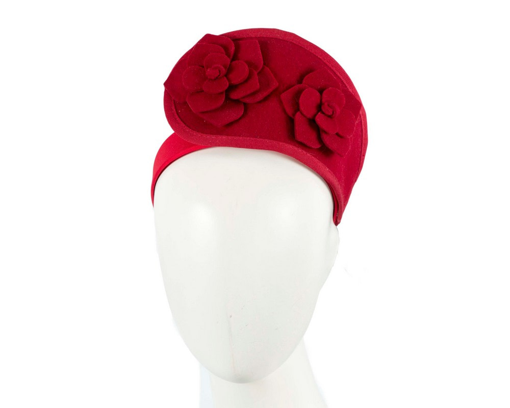 Red tall winter racing crown fascinator - Hats From OZ