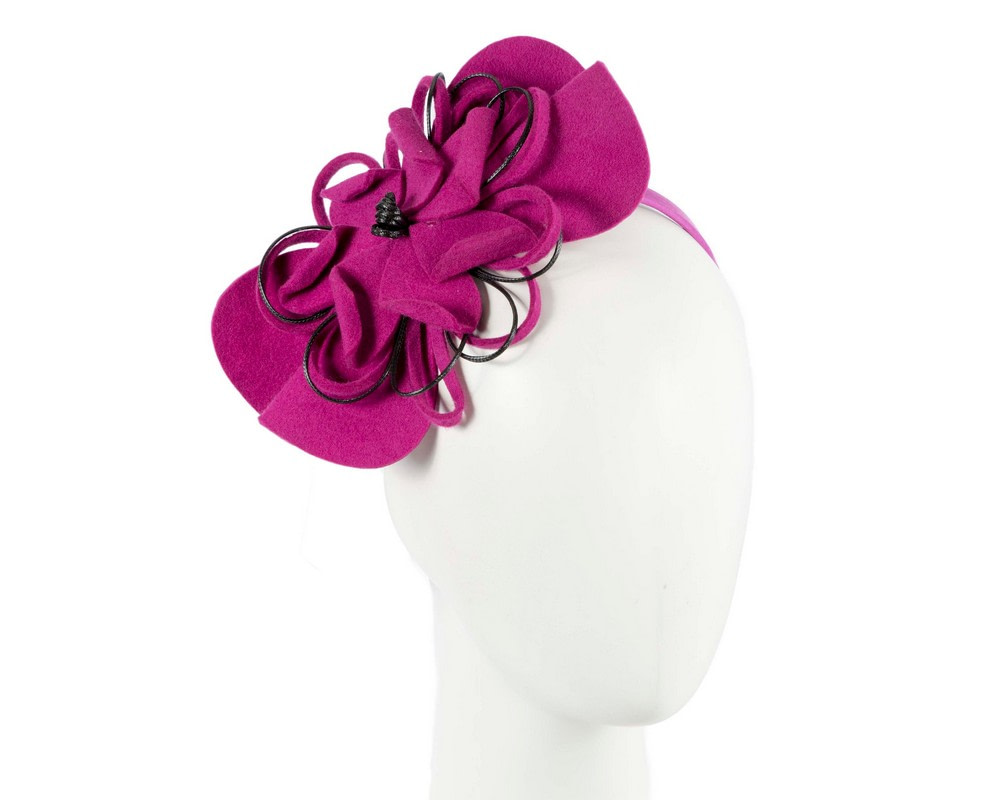 Fuchsia felt flower racing fascinator - Hats From OZ