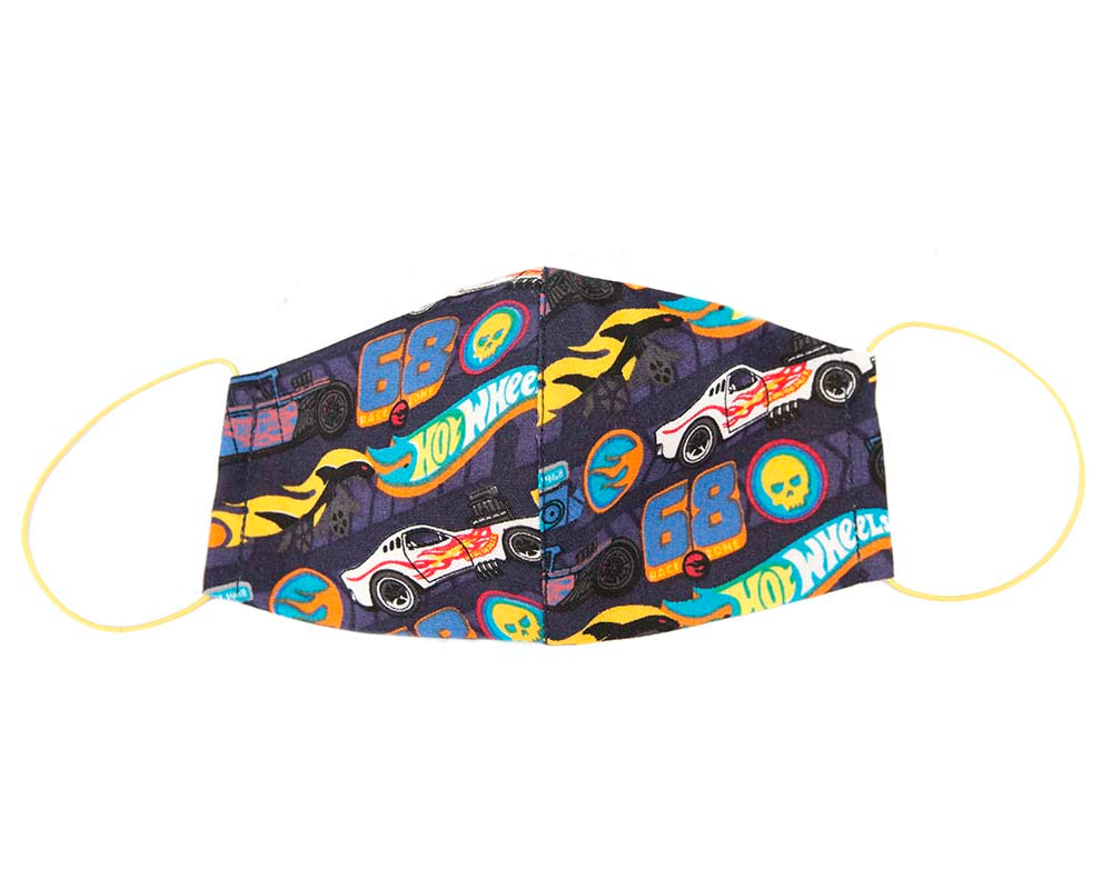 KIDS SIZE re-usable cotton face mask HOT WHEELS - Hats From OZ