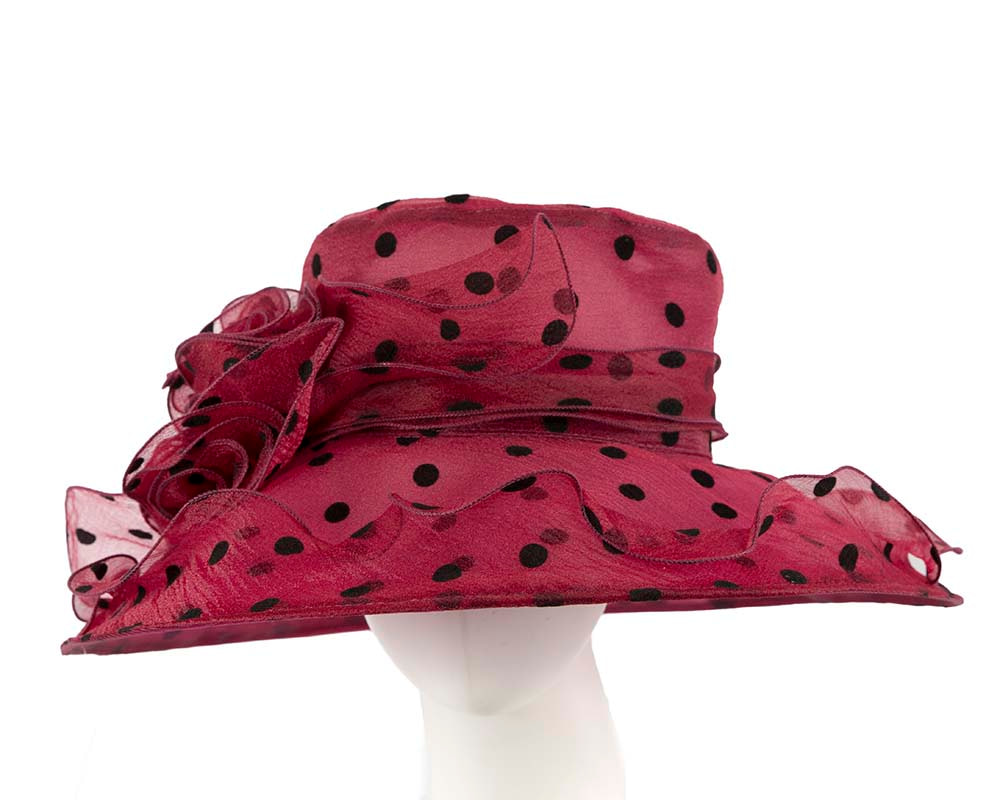 Large Burgundy wine Organza Racing Hat - Hats From OZ