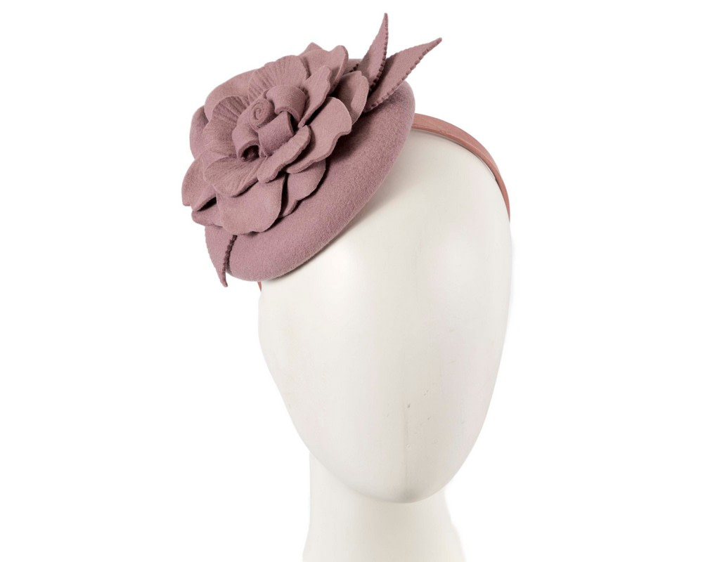 Dusty pink winter pillbox fascinator by Max Alexander - Hats From OZ