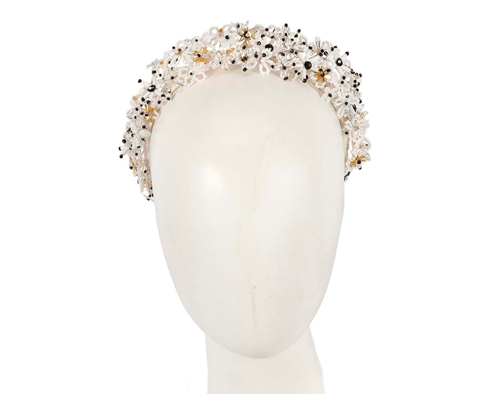 Bespoke white & black designers fascinator headband by Cupids Millinery - Hats From OZ