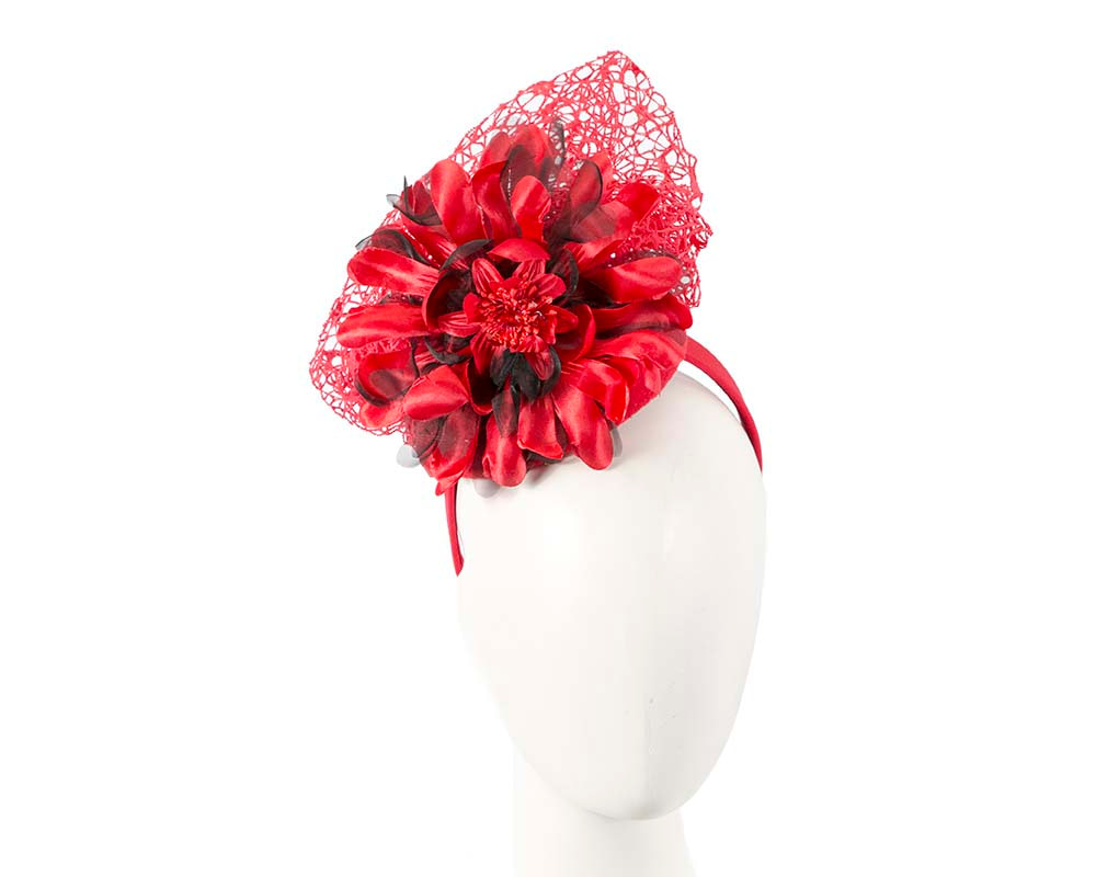 Bespoke red winter racing fascinator - Hats From OZ