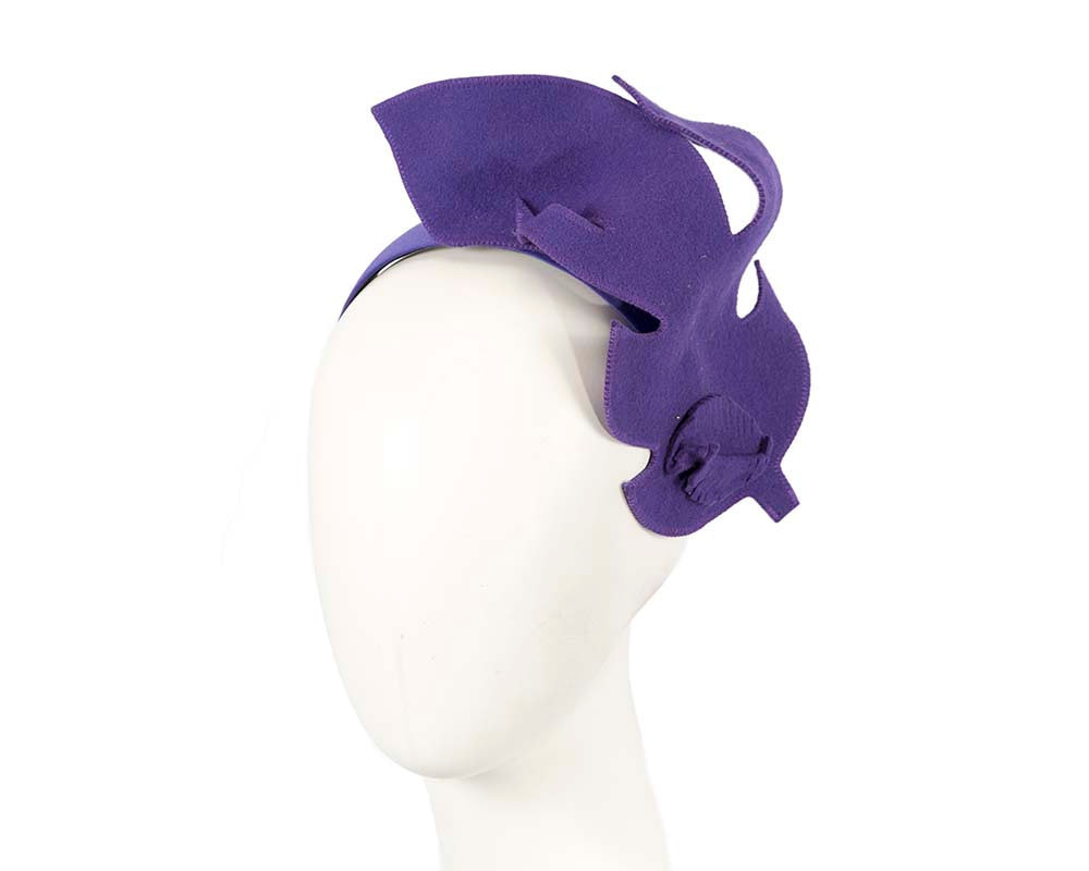 Unusual purple felt Max Alexander winter racing fascinator J293 - Hats From OZ