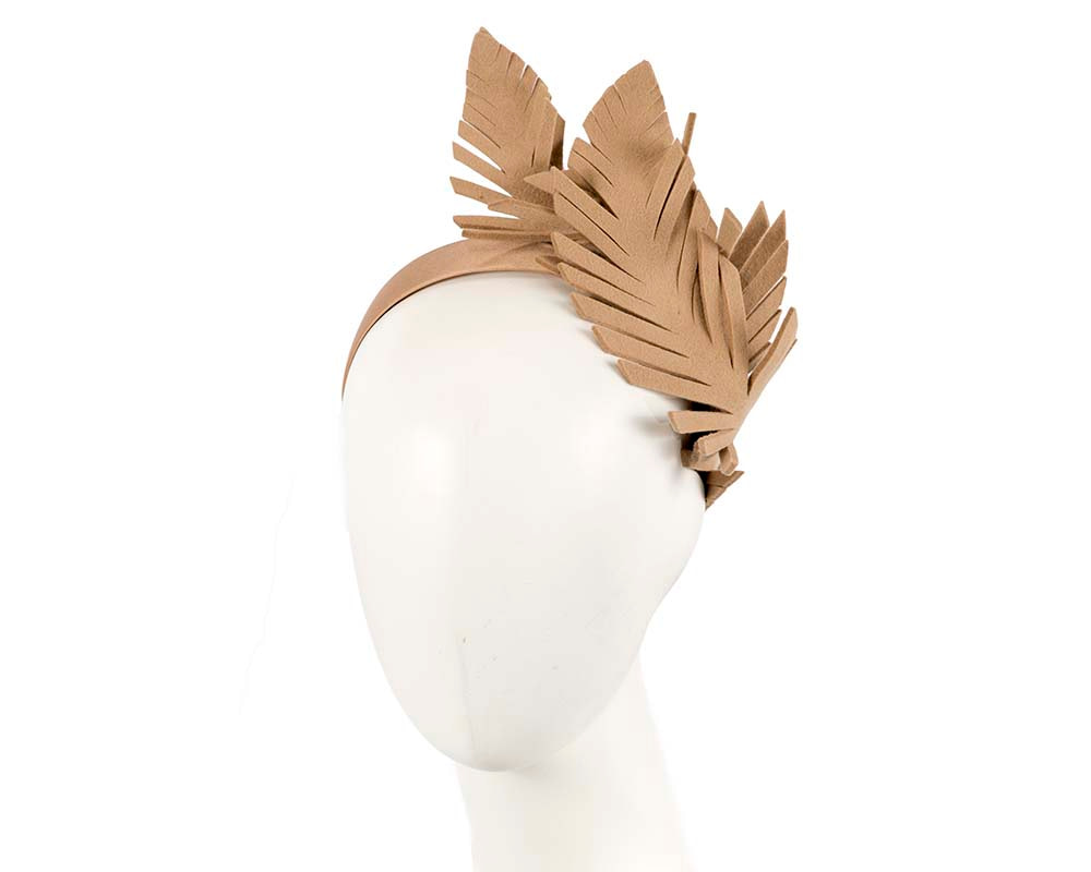 Beige felt leafs winter racing fascinator by Max Alexander - Hats From OZ