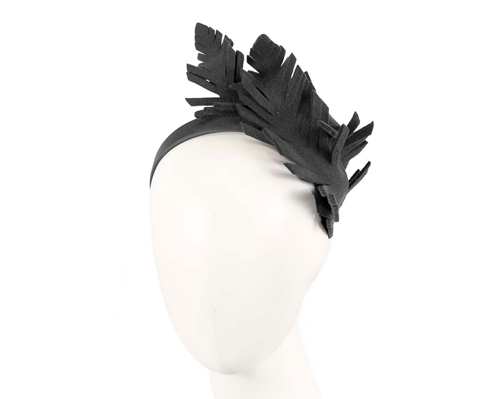 Black felt leafs winter racing fascinator by Max Alexander - Hats From OZ