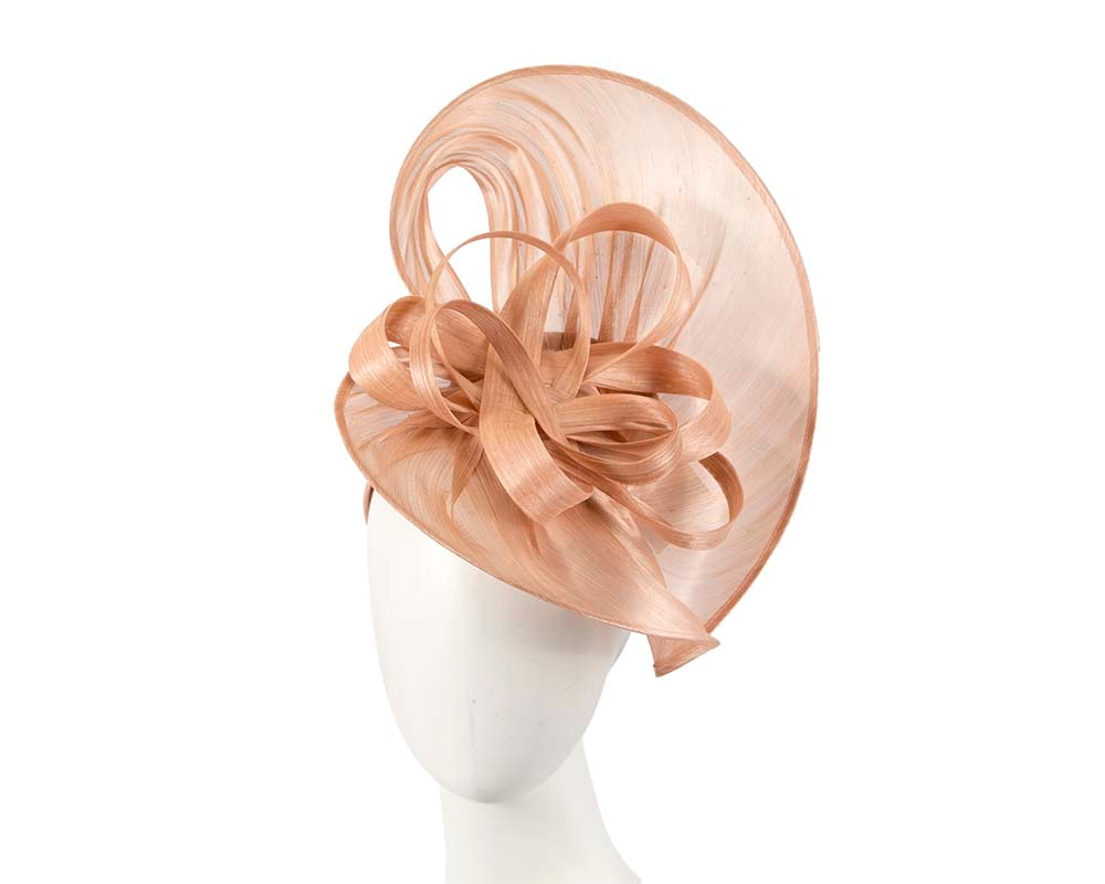 Large nude silk abaca heart fascinator - Hats From OZ