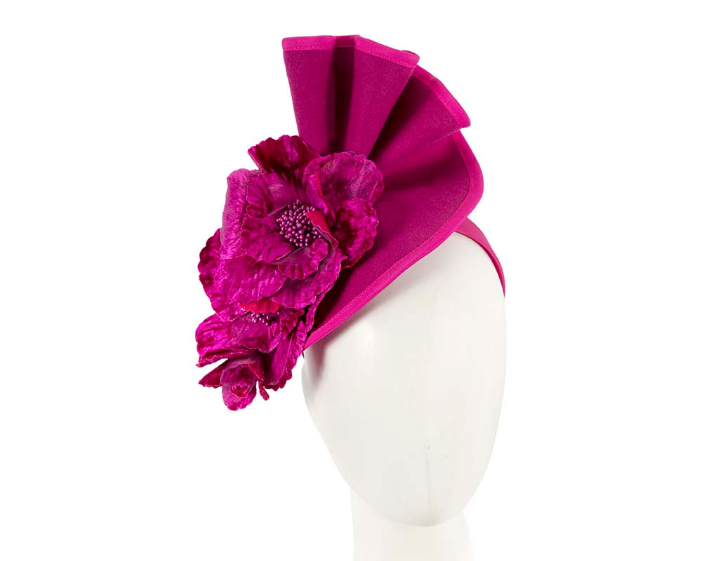 Large fuchsia felt flower fascinator - Hats From OZ