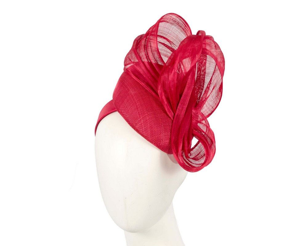 Red pillbox fascinator with silk abaca bow by Fillies Collection - Hats From OZ