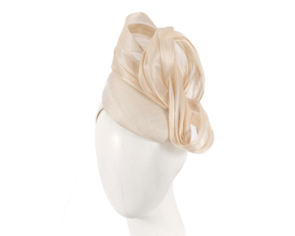 Cream pillbox fascinator with silk abaca bow by Fillies Collection - Hats From OZ