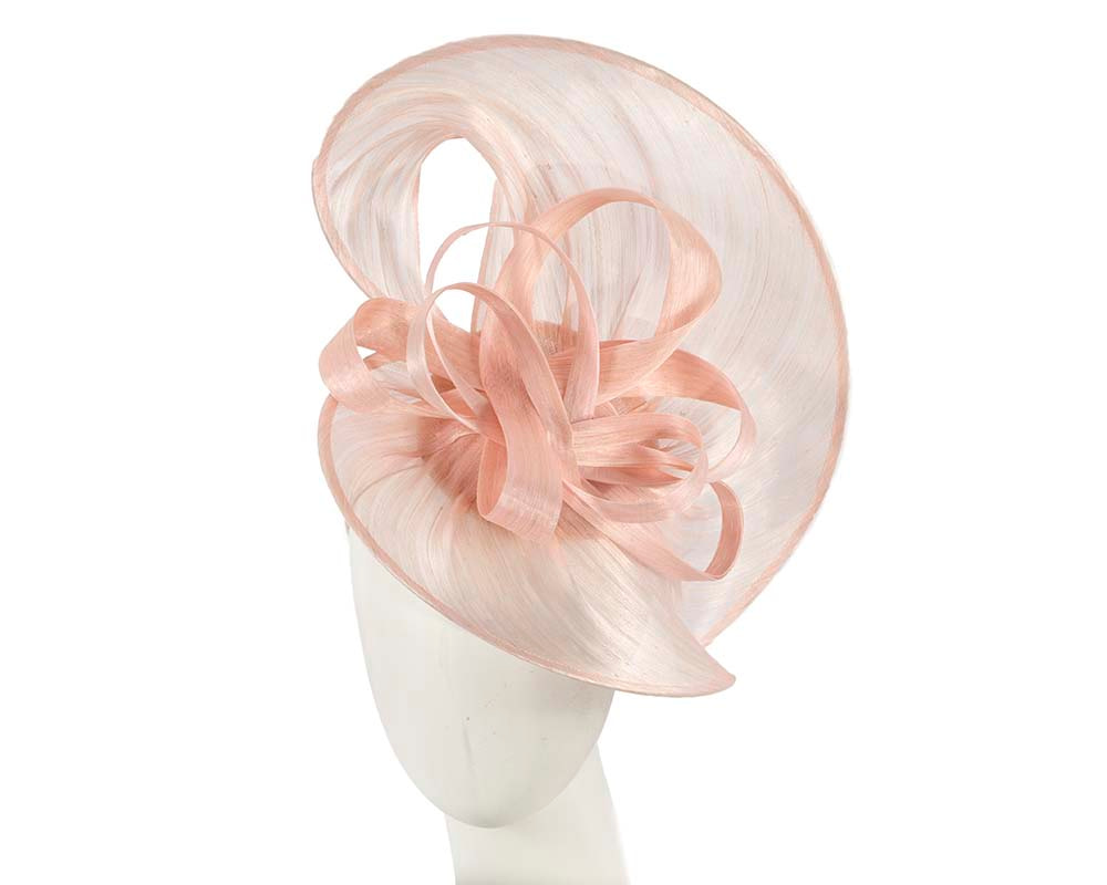 Large blush silk abaca heart fascinator - Hats From OZ