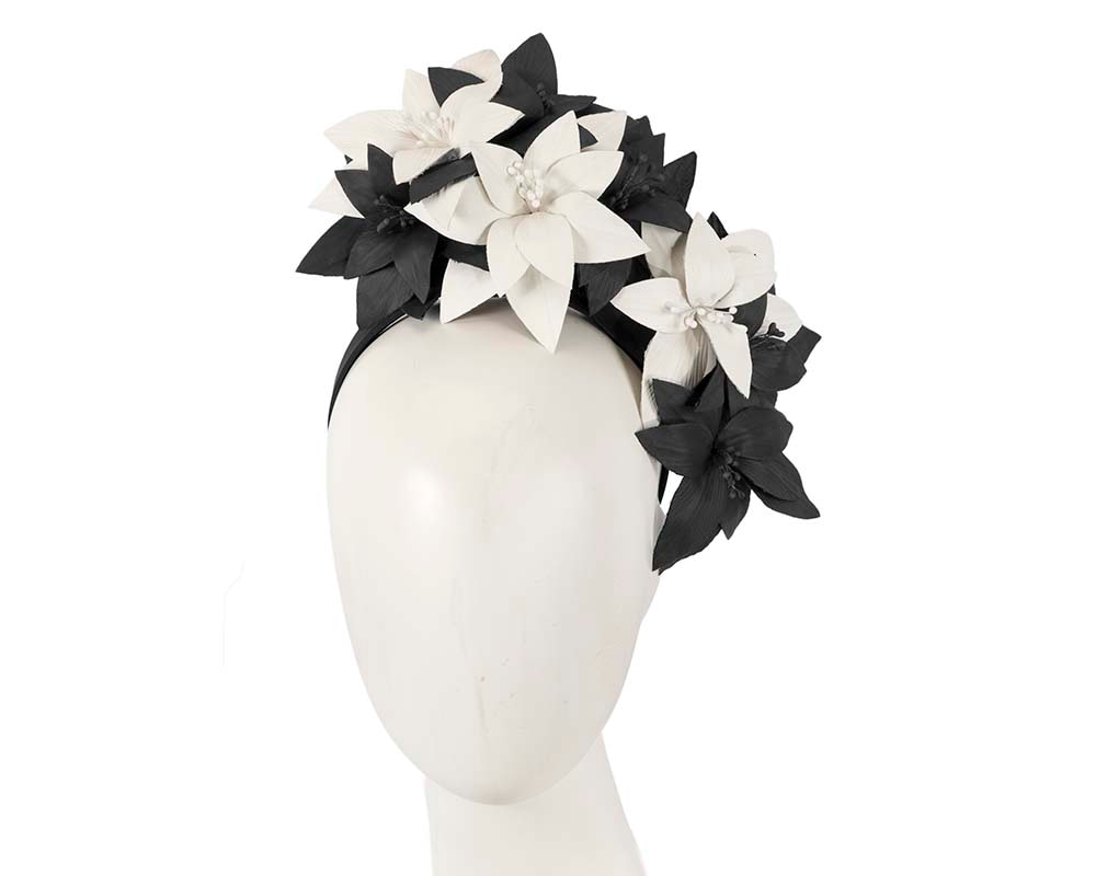 Black & Cream flower fascinator by Cupids Millinery - Hats From OZ