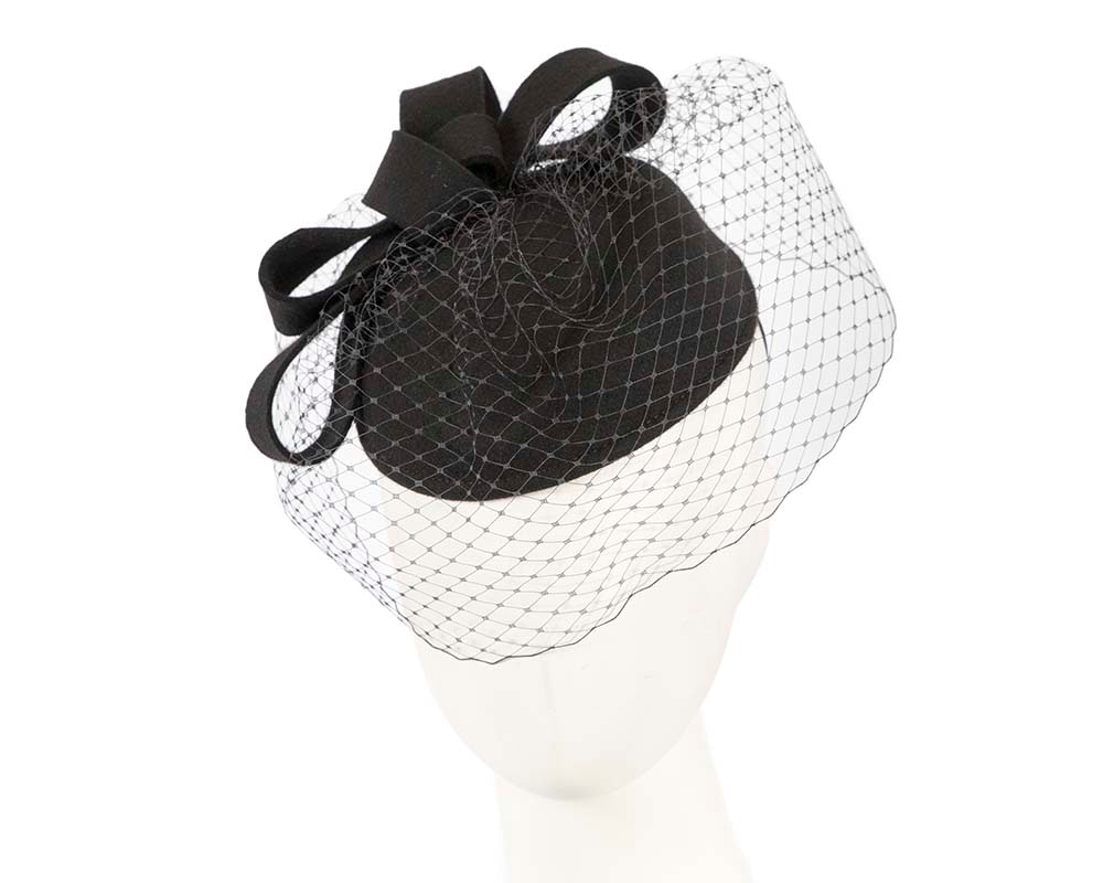 Black pillbox hat with face veil J409 - Hats From OZ