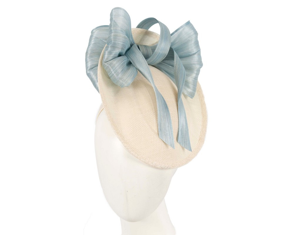 Cream & blue fascinator with bow by Fillies Collection - Hats From OZ