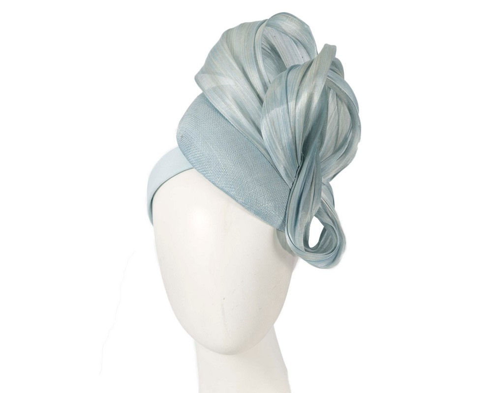 Light Blue pillbox fascinator with silk abaca bow by Fillies Collection - Hats From OZ