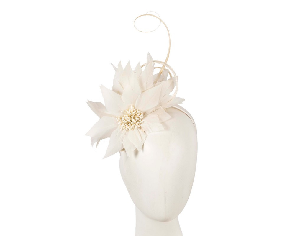 Cream feather flower fascinator by Max Alexander - Hats From OZ