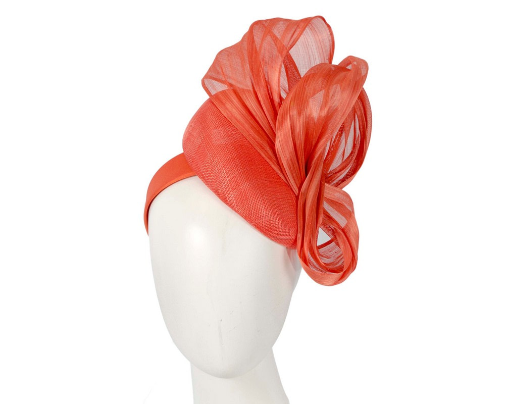 Orange pillbox fascinator with silk abaca bow by Fillies Collection - Hats From OZ