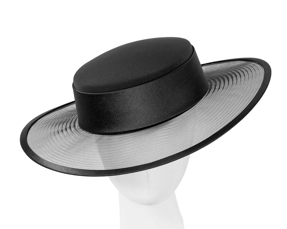 Black designers boater hat - Hats From OZ