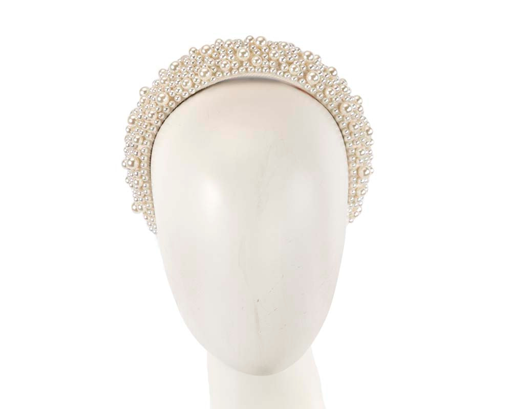 Cream pearl fascinator headband by Cupids Millinery CU430 - Hats From OZ