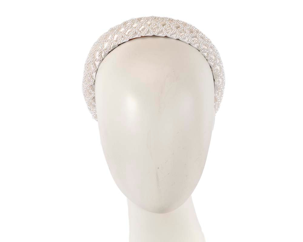 Cream pearl fascinator headband by Cupids Millinery CU431 - Hats From OZ