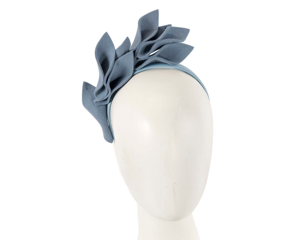 Light blue felt flowers winter racing fascinator by Max Alexander - Hats From OZ