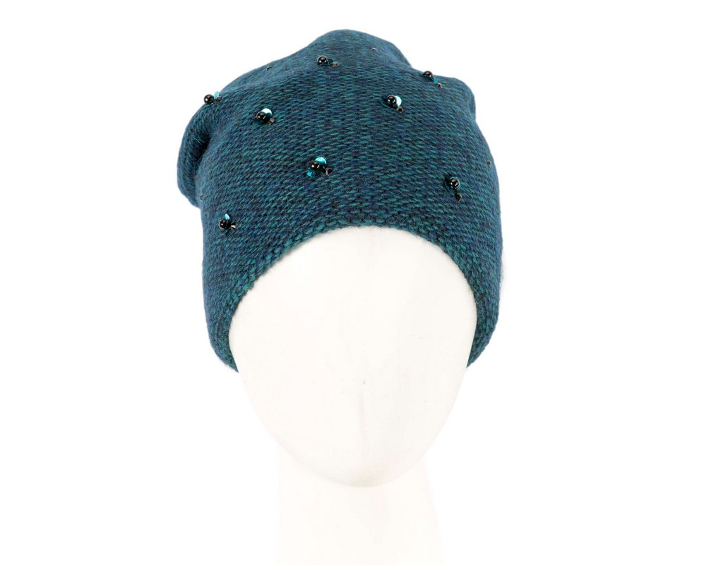 Warm European made woven aqua beanie - Hats From OZ