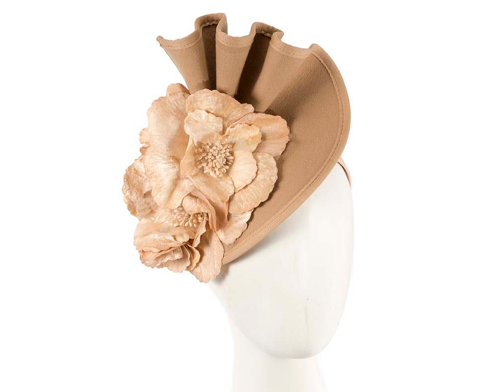 Large nude felt flower fascinator - Hats From OZ