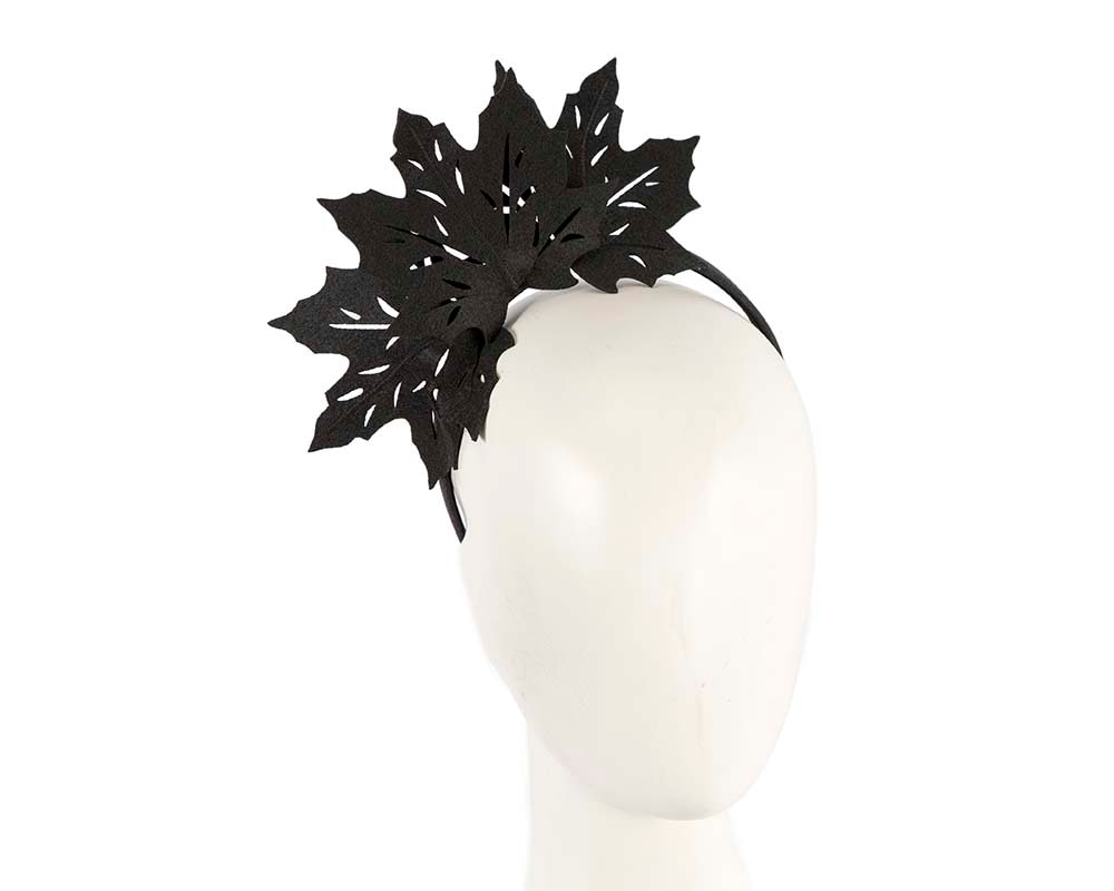 Black laser cut maple leafs on headband - Hats From OZ