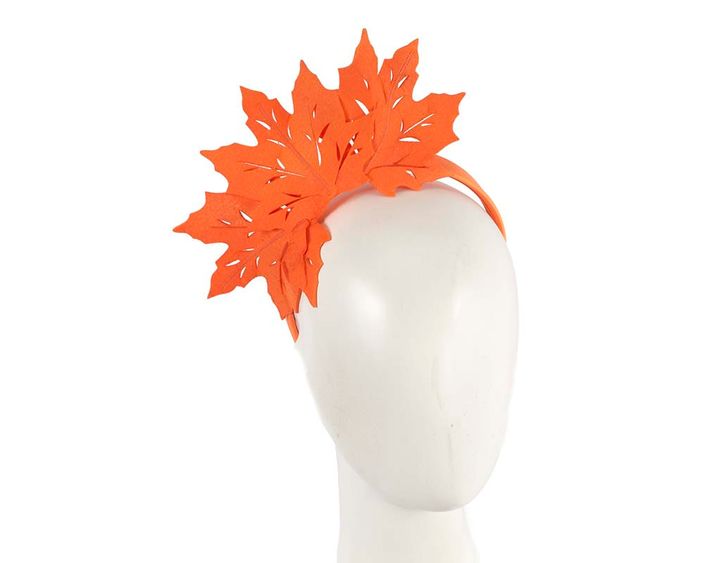 Orange laser cut maple leafs on headband - Hats From OZ