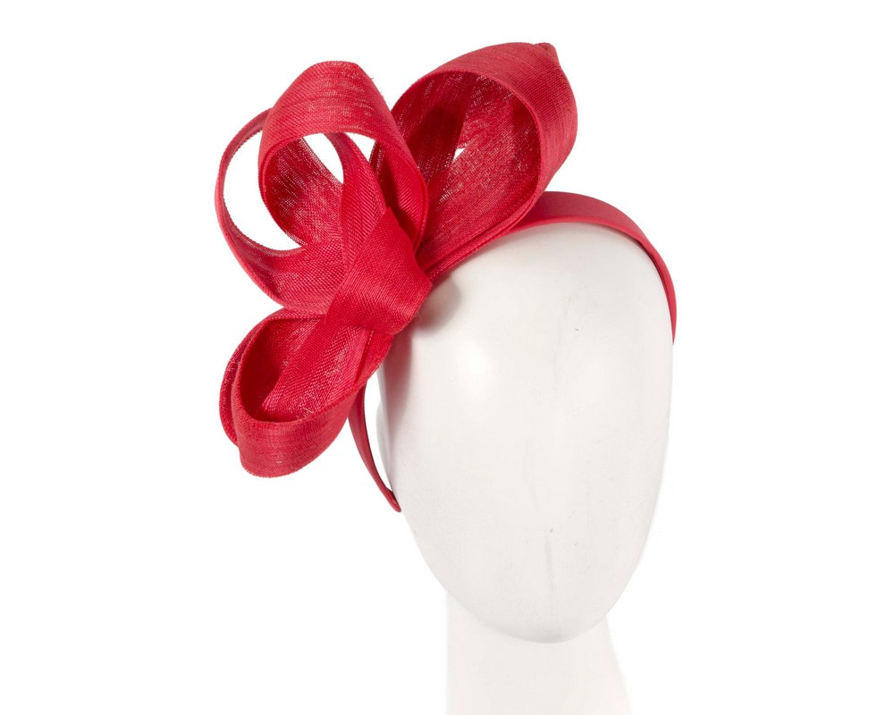 Red abaca loops racing fascinator by Fillies Collection - Hats From OZ