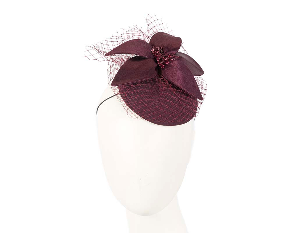 Custom made burgundy special occasion cocktail hat - Hats From OZ