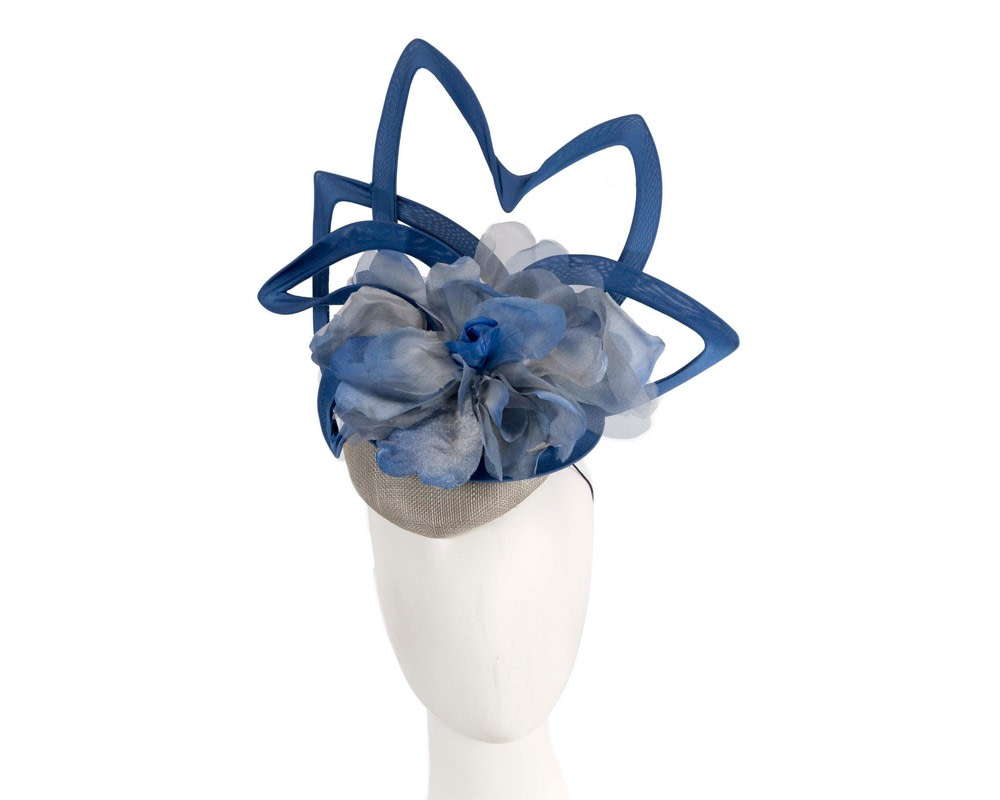 Bespoke silver and blue fascinator by Fillies Collection - Hats From OZ