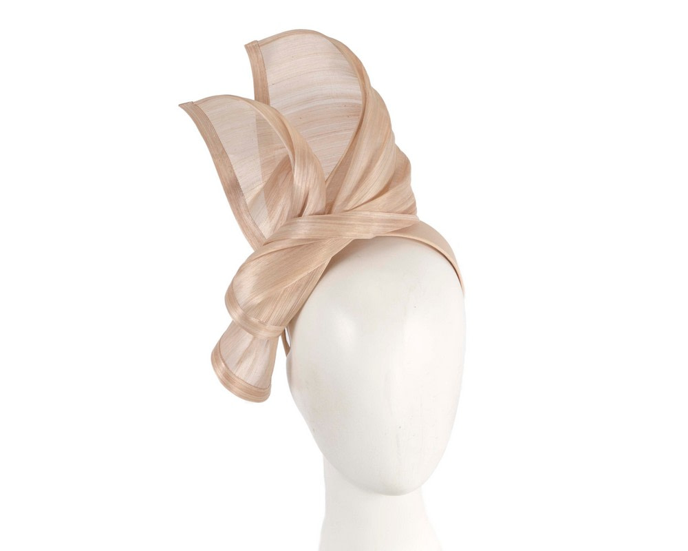 Bespoke nude silk abaca racing fascinator by Fillies Collection - Hats From OZ