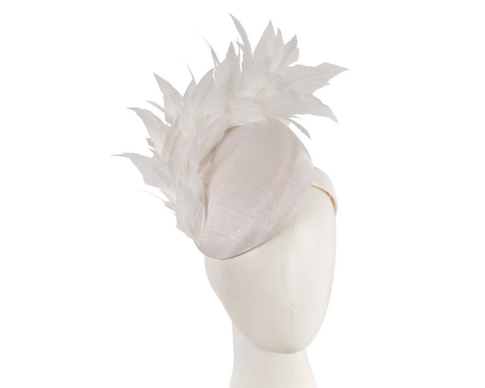 White feather spring facing fascinator - Hats From OZ